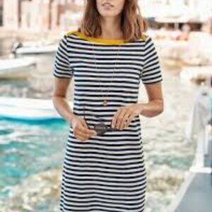 Boden Striped Summer Dress with Yellow Collar Easter